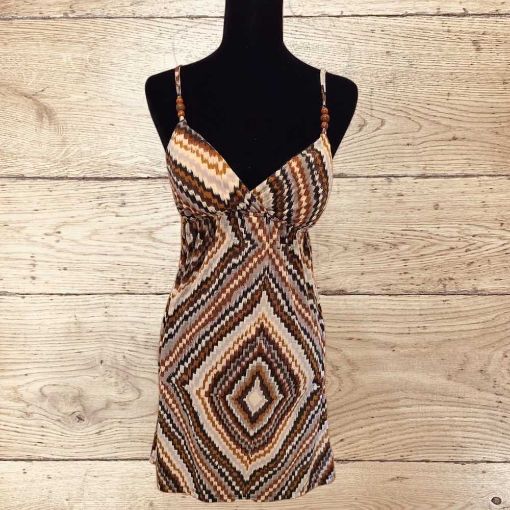 Vintage Brown Multi colored Sun Dress Small